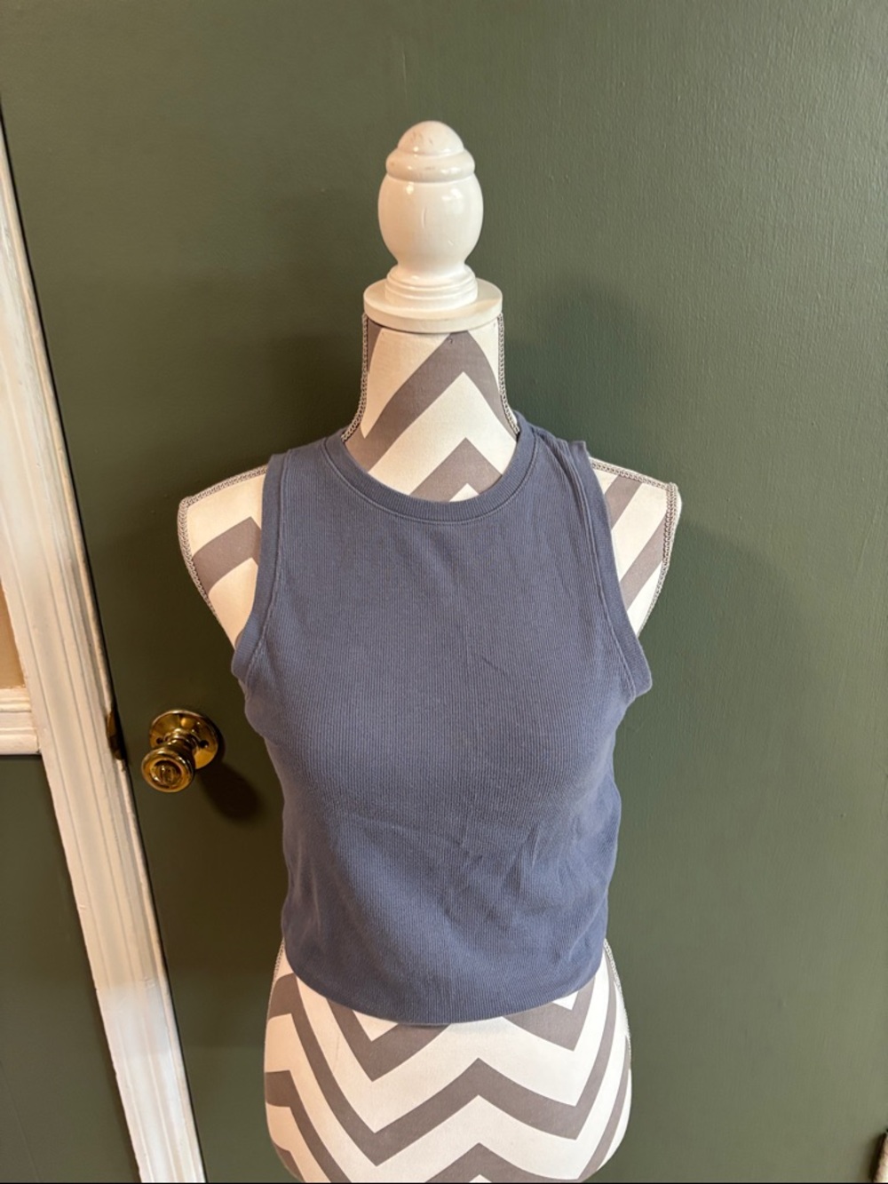 Hollister Ribbed Tank Top in Slate Blue
